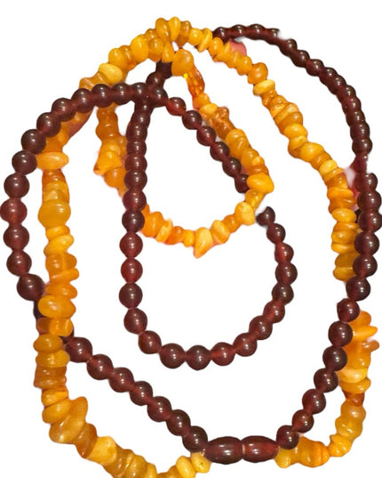 Vintage Russian Baltic Honey Amber 2 strand  Beaded Necklace
