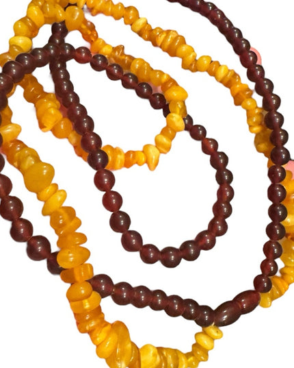 Vintage Russian Baltic Honey Amber 2 strand  Beaded Necklace