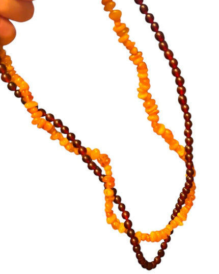 Vintage Russian Baltic Honey Amber 2 strand  Beaded Necklace
