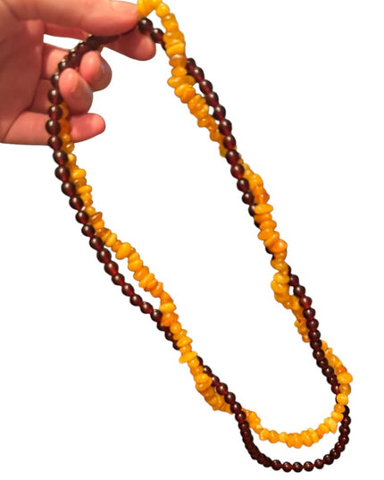 Vintage Russian Baltic Honey Amber 2 strand  Beaded Necklace