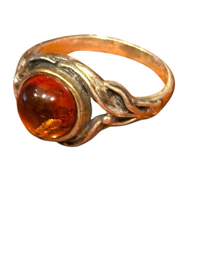 Vintage Russian Baltic Amber Stone Sterling Silver 925 Ring