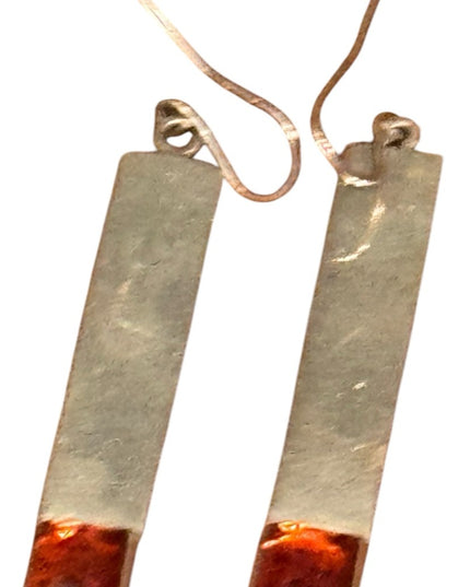 Elegant Vintage Russian Baltic Amber Sterling Silver Modernist dangle Earrings