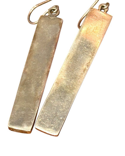 Elegant Vintage Russian Baltic Amber Sterling Silver Modernist dangle Earrings