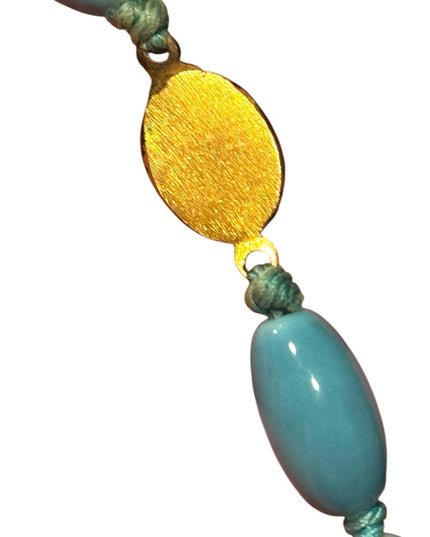 Vintage Blue glass oval Beaded Necklace import