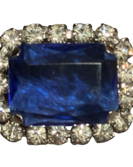 Elegant Blue Vintage Silver Crystal rhinestone brooch
