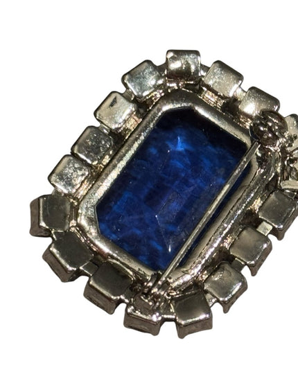 Elegant Blue Vintage Silver Crystal rhinestone brooch