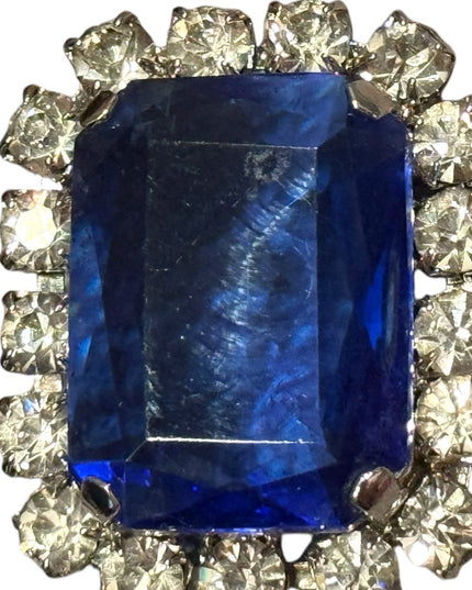 Elegant Blue Vintage Silver Crystal rhinestone brooch