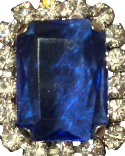 Elegant Blue Vintage Silver Crystal rhinestone brooch