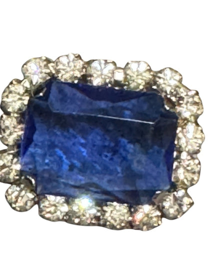Elegant Blue Vintage Silver Crystal rhinestone brooch