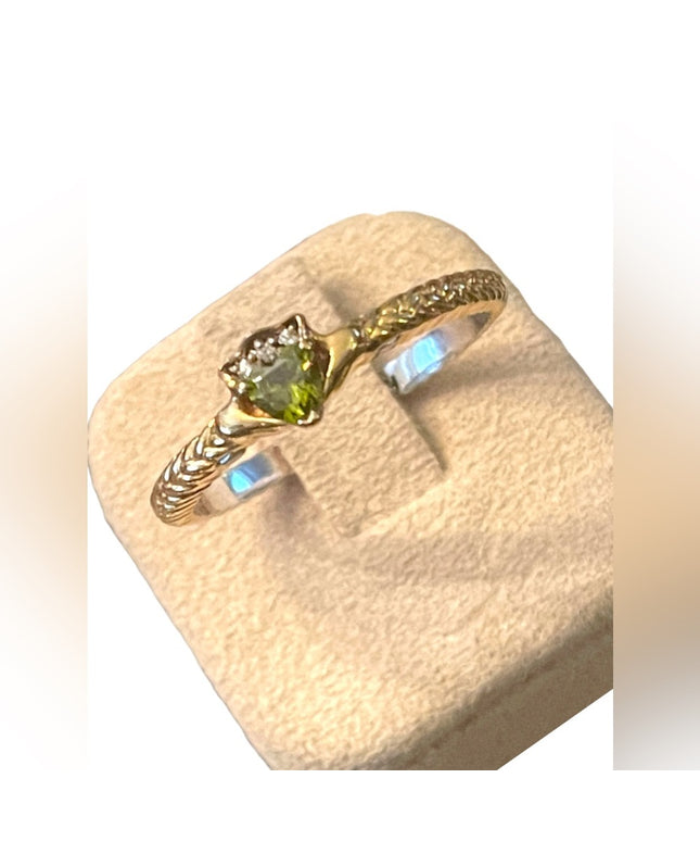 Retired Bradford Gold Exchange sterling silver 925 Peridot diamond ring …