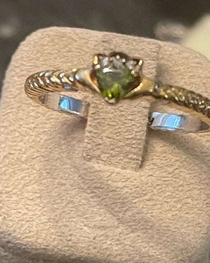 Retired Bradford Gold Exchange sterling silver 925 Peridot diamond ring …