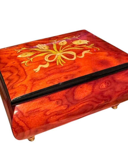 Vintage Wood San Francisco Music Box Co Elegant Wooden Jewelry inlay Design