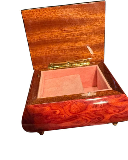 Vintage Wood San Francisco Music Box Co Elegant Wooden Jewelry inlay Design