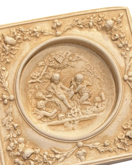 Vintage handmade BC Canada Ornate Cherub angel Wall Art plaster hanging floral
