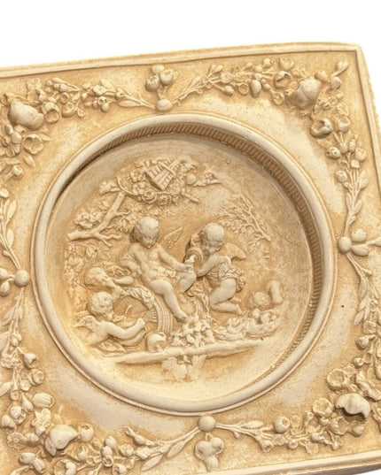Vintage handmade BC Canada Ornate Cherub angel Wall Art plaster hanging floral