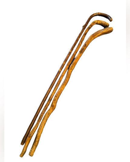 Vintage Wooden Walking Sticks hand carved widdled Canadian Canes Wood 3pc