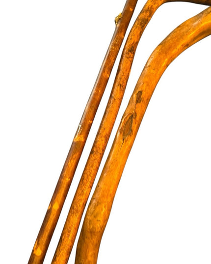 Vintage Wooden Walking Sticks hand carved widdled Canadian Canes Wood 3pc