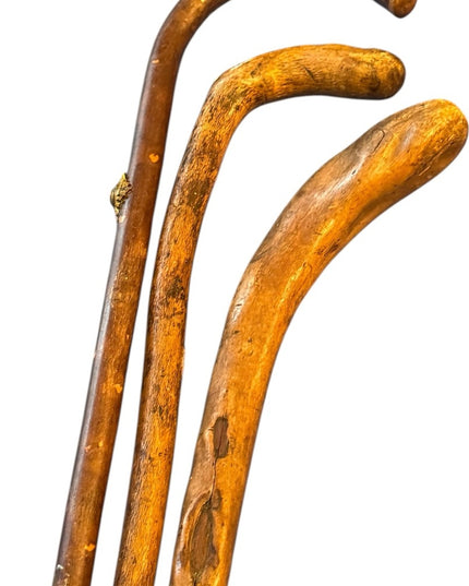 Vintage Wooden Walking Sticks hand carved widdled Canadian Canes Wood 3pc