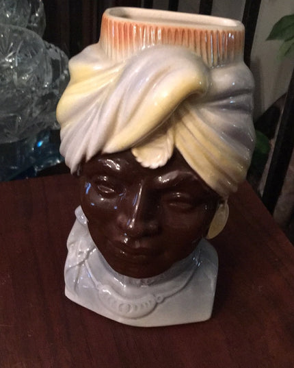 Vintage Royal Copley Head vase 1950s Blackamoor