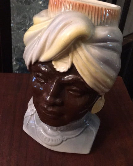 Vintage Royal Copley Head vase 1950s Blackamoor