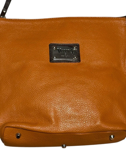 Valentina Italy Orange/Tan supple Leather Crossbody Bag