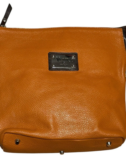 Valentina Italy Orange/Tan supple Leather Crossbody Bag