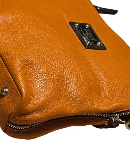 Valentina Italy Orange/Tan supple Leather Crossbody Bag