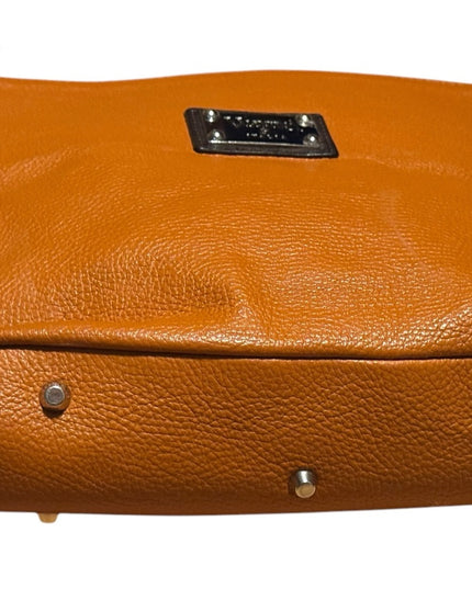 Valentina Italy Orange/Tan supple Leather Crossbody Bag