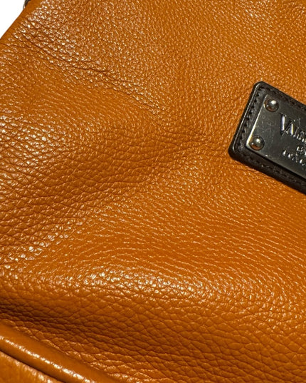 Valentina Italy Orange/Tan supple Leather Crossbody Bag
