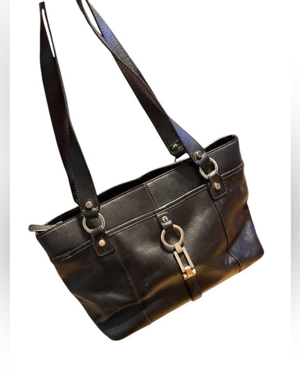 Etienne Aigner Black supple  Leather shoulder purse Tote Bag