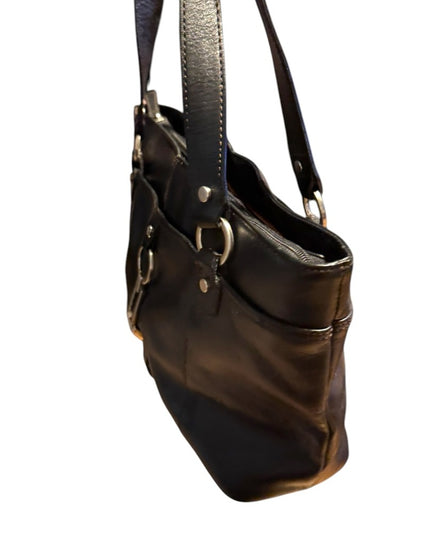 Etienne Aigner Black supple  Leather shoulder purse Tote Bag