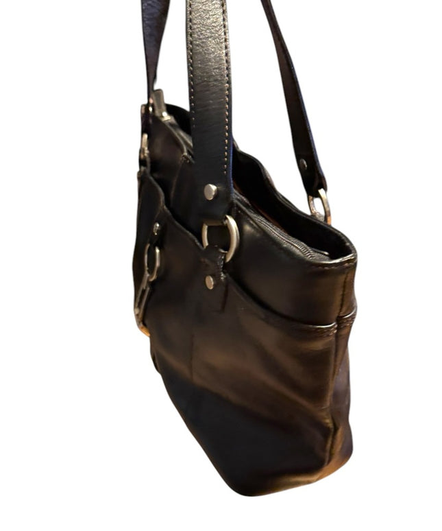 Etienne Aigner Black supple  Leather shoulder purse Tote Bag