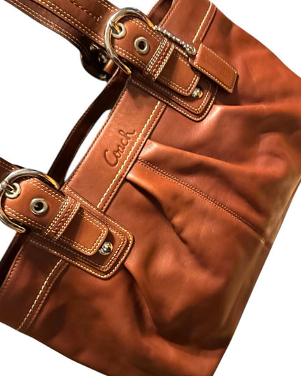 Large supple Coach Brown Leather Tote Bag Soho purse L0973-F13733