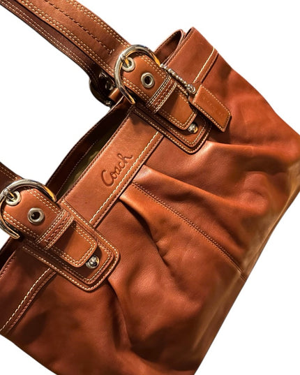 Large supple Coach Brown Leather Tote Bag Soho purse L0973-F13733