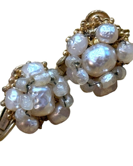 Vintage Rare MIRIAM HASKELL Signed Filigree Locket w Faux Pearls & earrings