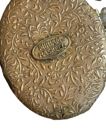 Vintage Rare MIRIAM HASKELL Signed Filigree Locket w Faux Pearls & earrings