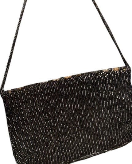 Elegant Vintage Black and Gold Micro Beaded Clutch