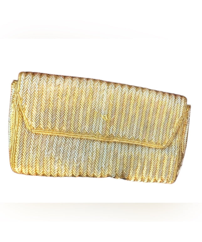 Vintage Gold Bead Simpsons Clutch 8x5”