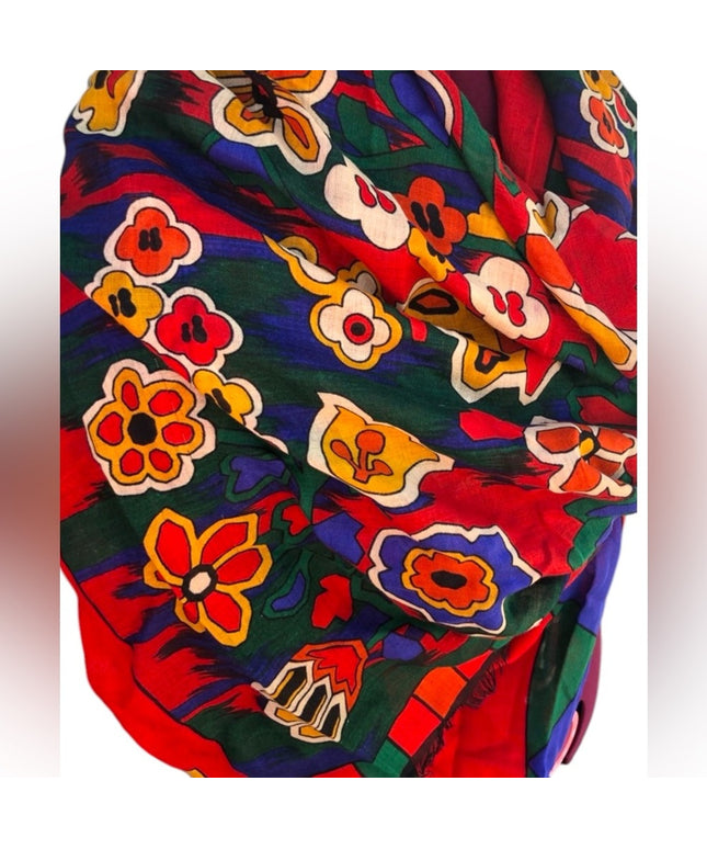 Mario Valentino Silk Scarf 50”x50” Wrap Colorful Italy