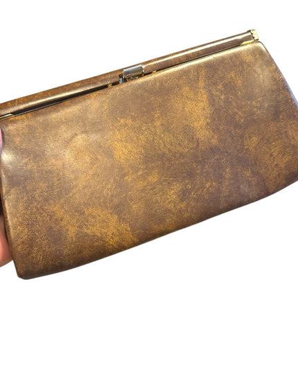 Vintage Brown plastic  Clutch with snap close 1960s