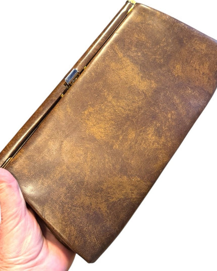 Vintage Brown plastic  Clutch with snap close 1960s