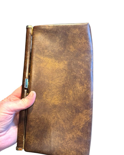 Vintage Brown plastic  Clutch with snap close 1960s