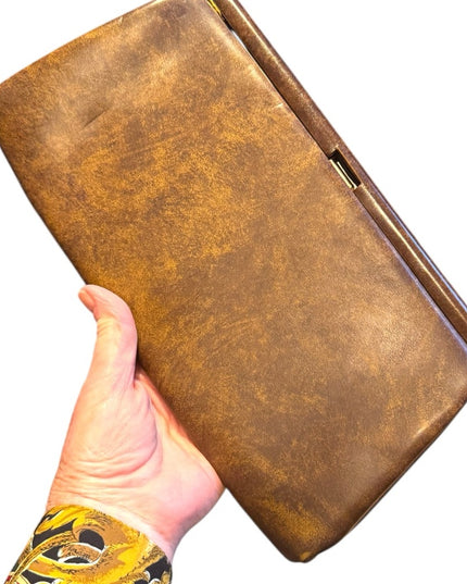 Vintage Brown plastic  Clutch with snap close 1960s