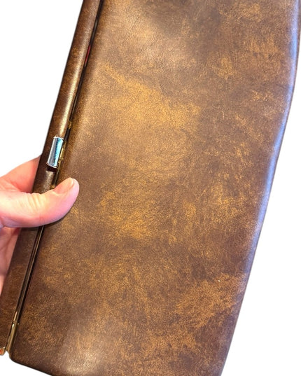 Vintage Brown plastic  Clutch with snap close 1960s