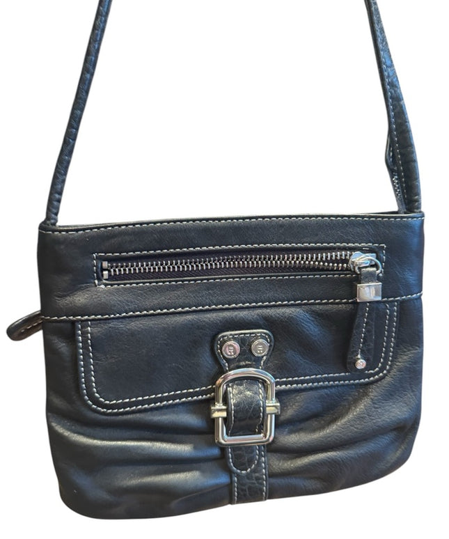 Black Leather Shoulder Bag crossbody Etienne Aigner