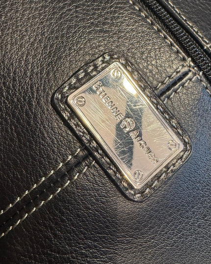 Black Leather Shoulder Bag crossbody Etienne Aigner