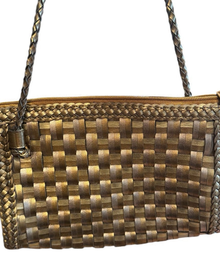 Gold & Silver Vintage Woven Warren Reed  Leather Shoulder Bag