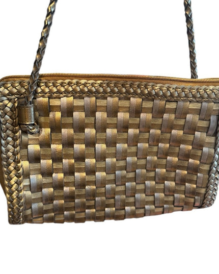 Gold & Silver Vintage Woven Warren Reed  Leather Shoulder Bag