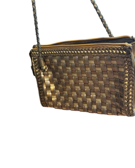 Gold & Silver Vintage Woven Warren Reed  Leather Shoulder Bag