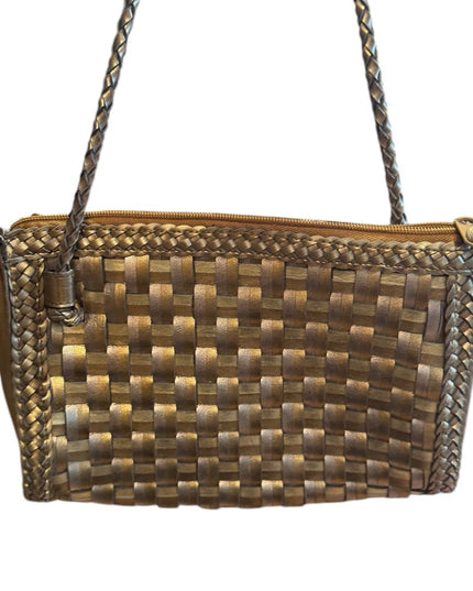 Gold & Silver Vintage Woven Warren Reed  Leather Shoulder Bag